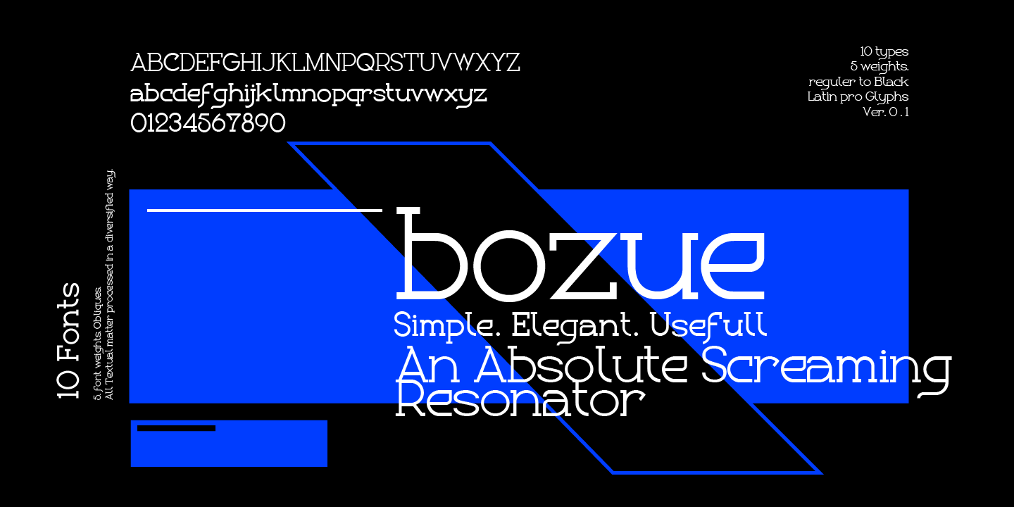 Ejemplo de fuente Bozue Bold Oblique